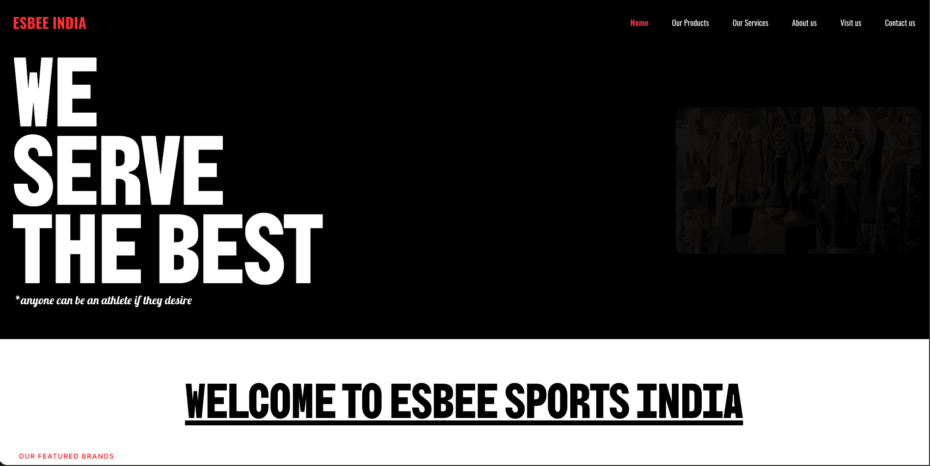 Simple commerce website for Sports products
